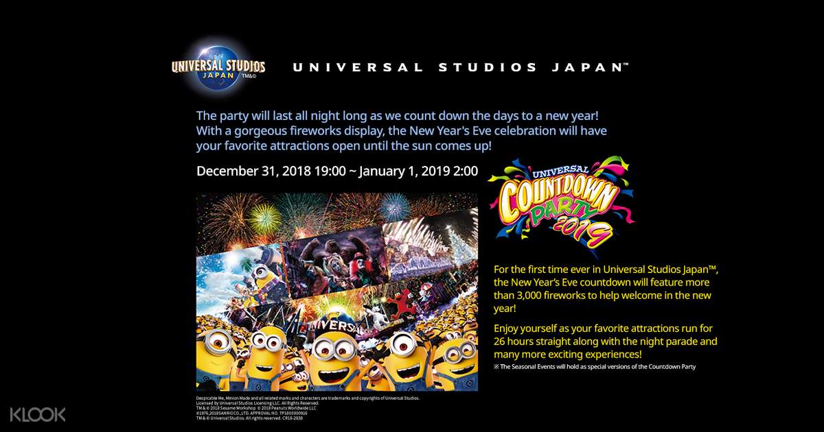 Universal Countdown Party 2019 Party Pass Special Express Pass 3 Klook Singapore