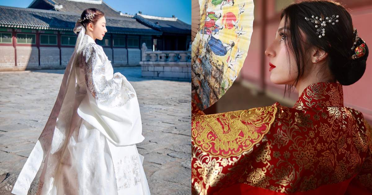 Women Demonstrate Traditional Korean Wedding Dress in Yongin, Korea.  Editorial Stock Photo - Image of human, love: 50335768