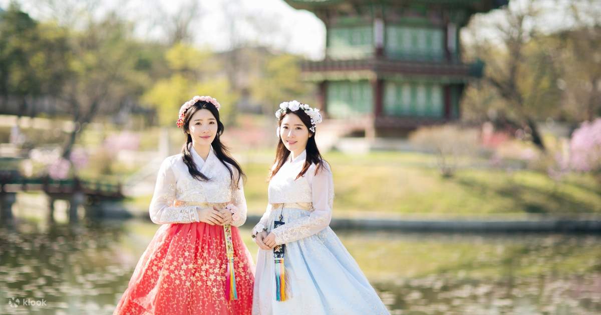 伝統的な韓国のハンボク ピンクとワインレッド チマチョゴリ 韓服 199_チマチョゴリレンタル韓服化繊_バスト85～95cm_身長+靴高さ