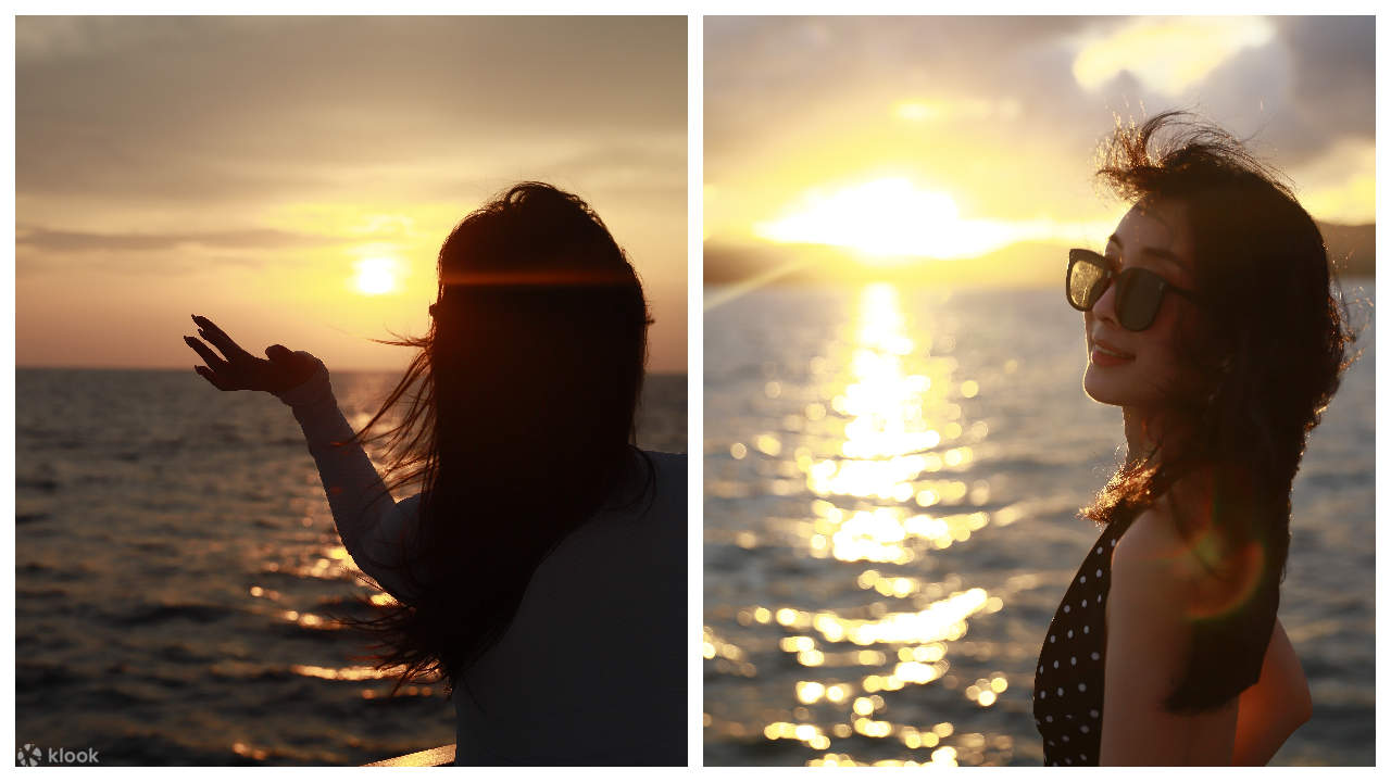 Admirez un coucher de soleil époustouflant sur le chemin du retour.