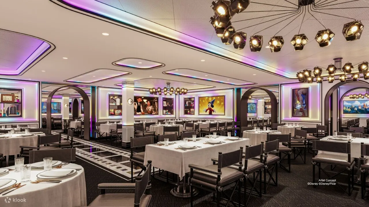 Animator’s Palate: Enjoy a dinner show celebrating Disney and Pixar. Dine among props from movies like "The Little Mermaid", "Encanto", and "Toy Story", savoring regional and international cuisine while your drawings come to life