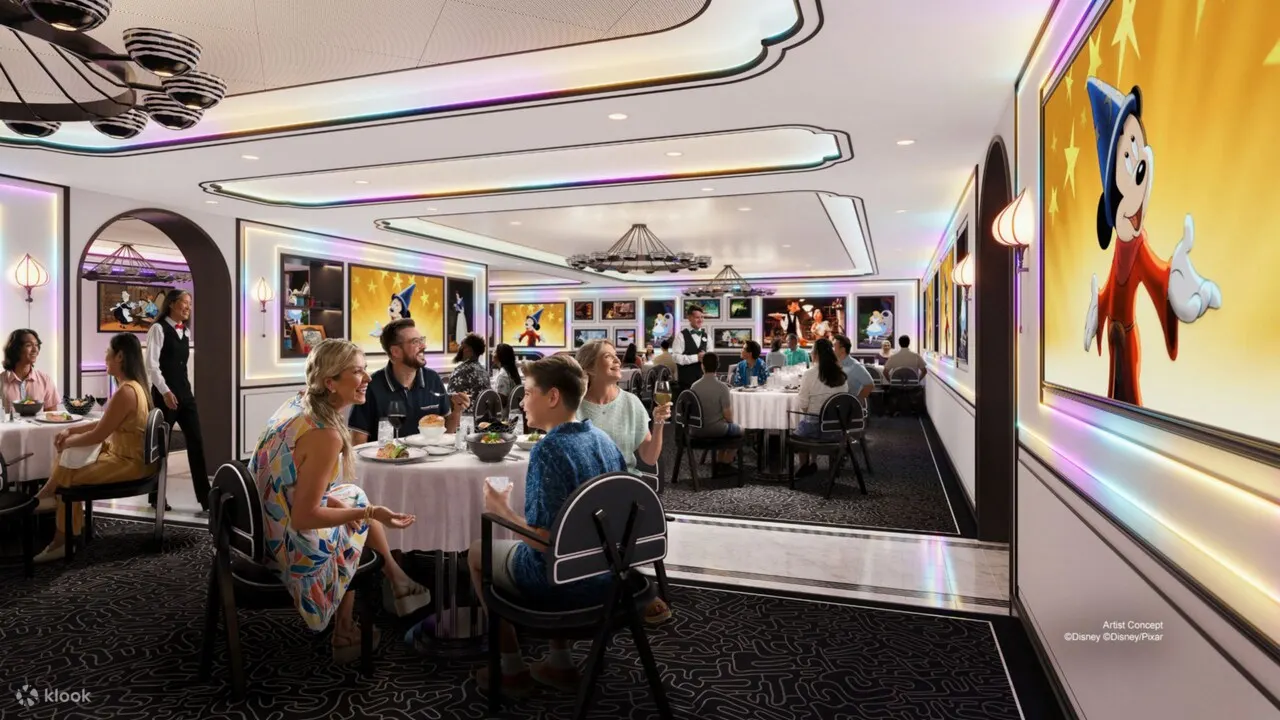 Animator’s Table: Immerse yourself in a colorful world inspired by Disney and Pixar's ink and paint studios. Dine among paint jars, brushes, and artwork from iconic films like "Aladdin", "Frozen", and "Finding Nemo", while your sketches come to life