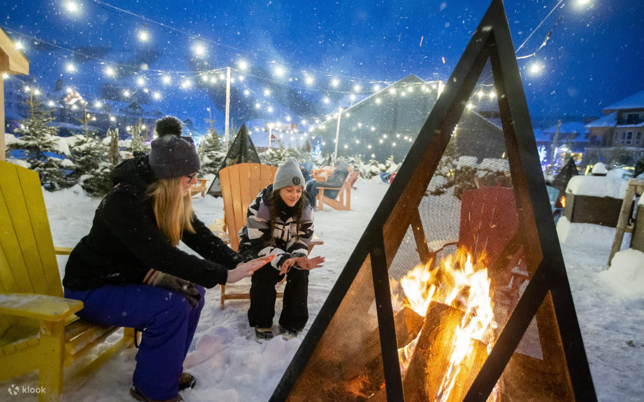 Cozy cafes and boutique shops line the village streets, perfect for warming up between runs