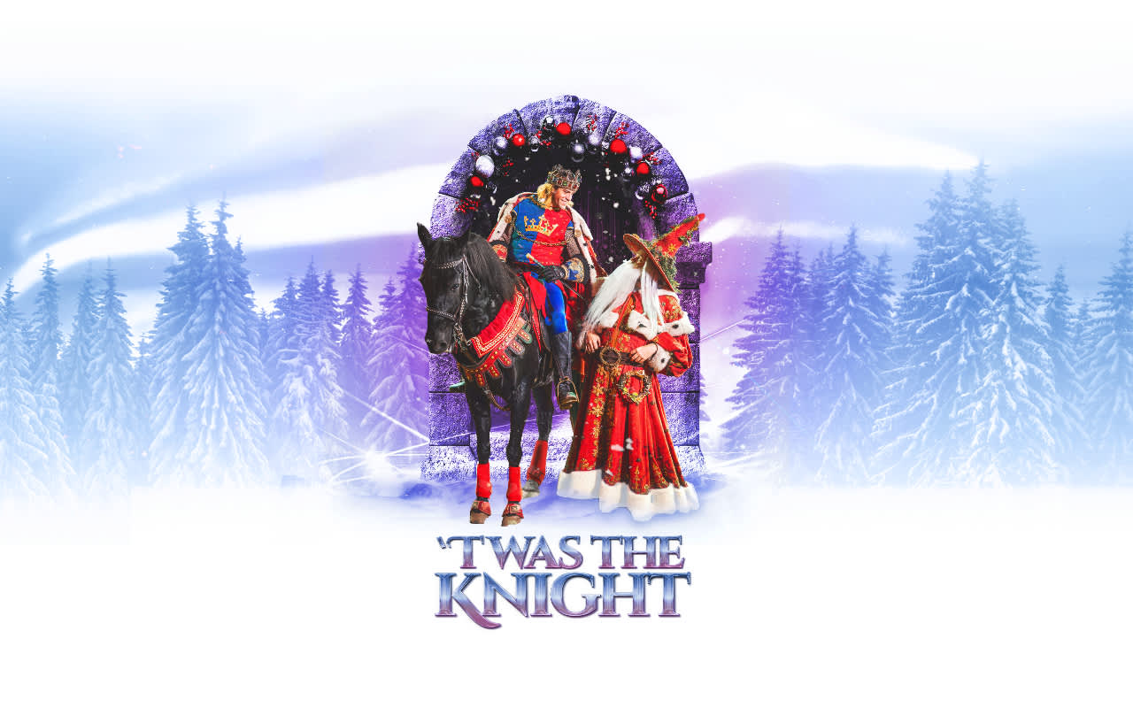 Un cuento mágico de invierno cobra vida con un caballero y un mago festivo