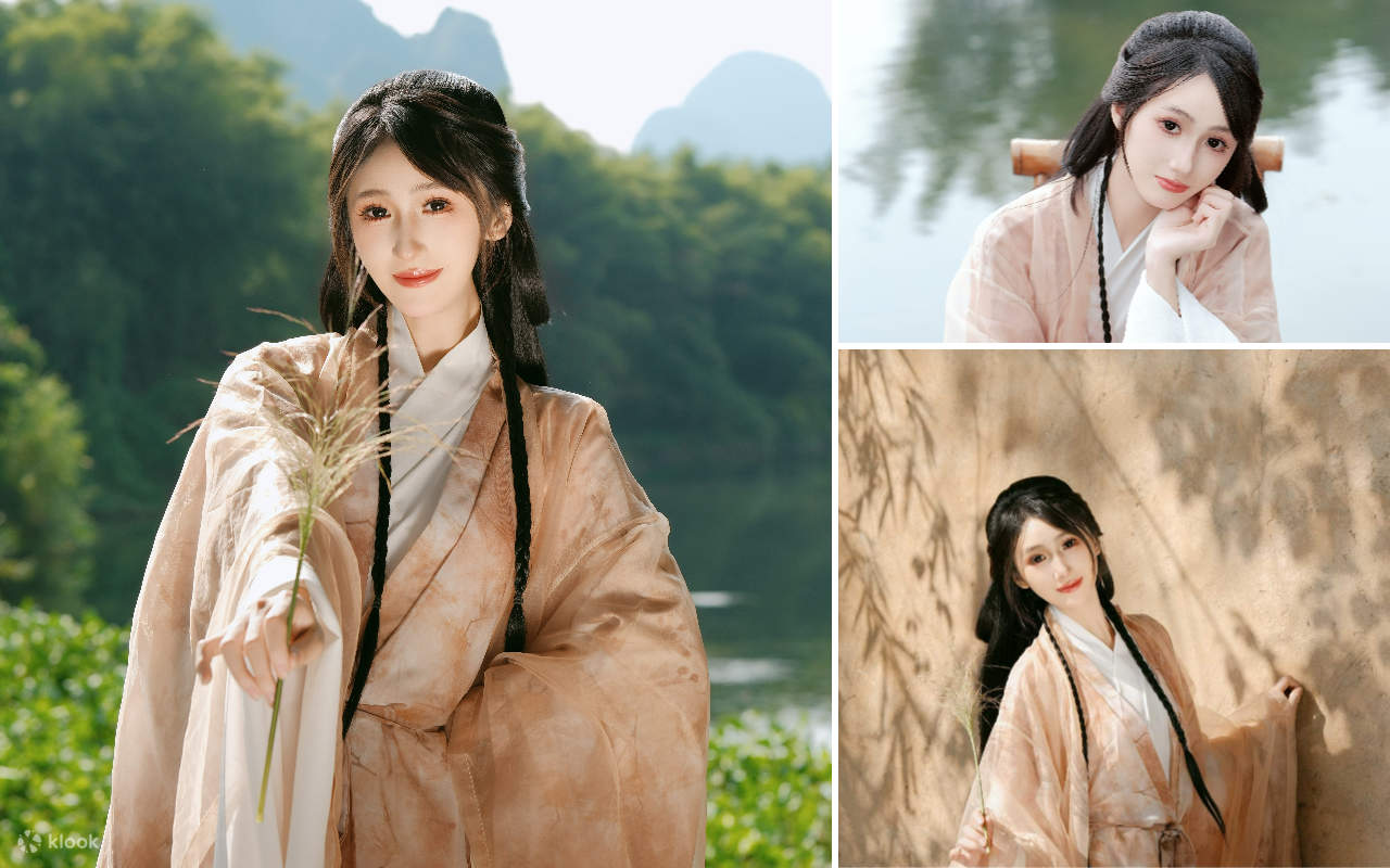 Expérience de photographie Hanfu à Guilin Yangshuo (Location de Hanfu + expérience de prise de vue sur place avec photographe en option + costumes exquis et variés + service de haute qualité + costumes de haute qualité)