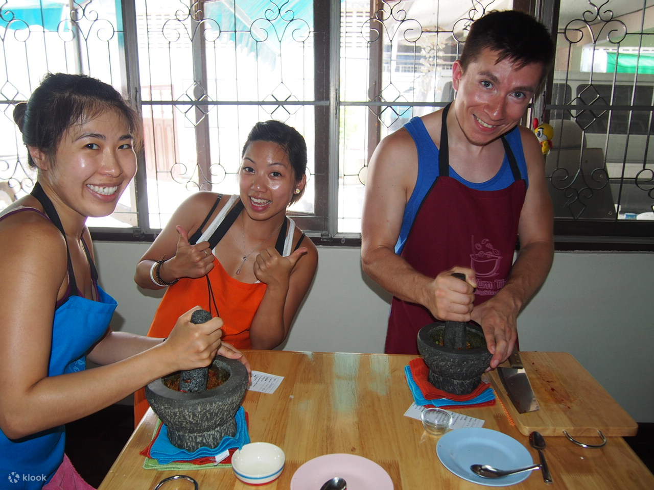 tourist preparing meal