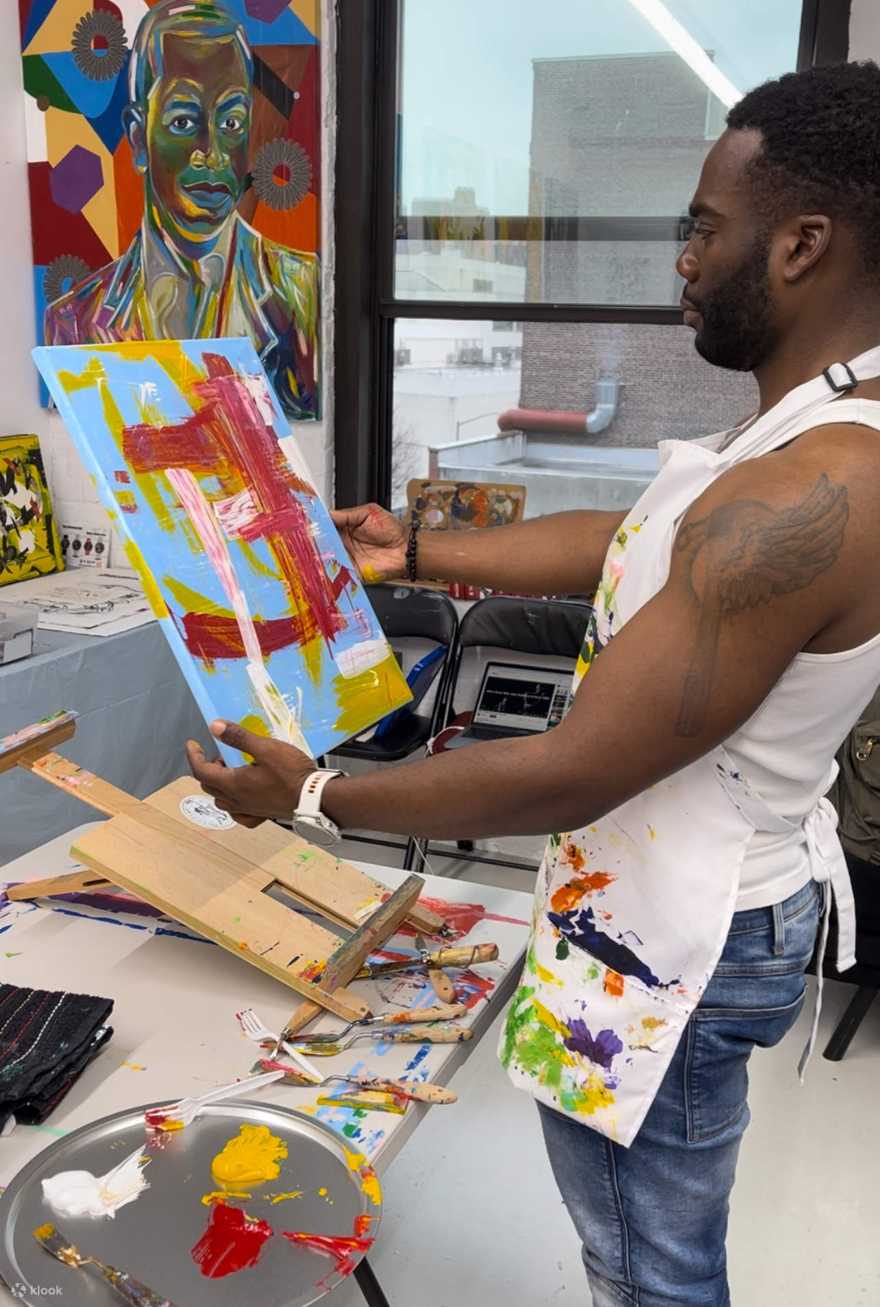 Abstract Painting with Palette Knives in New York