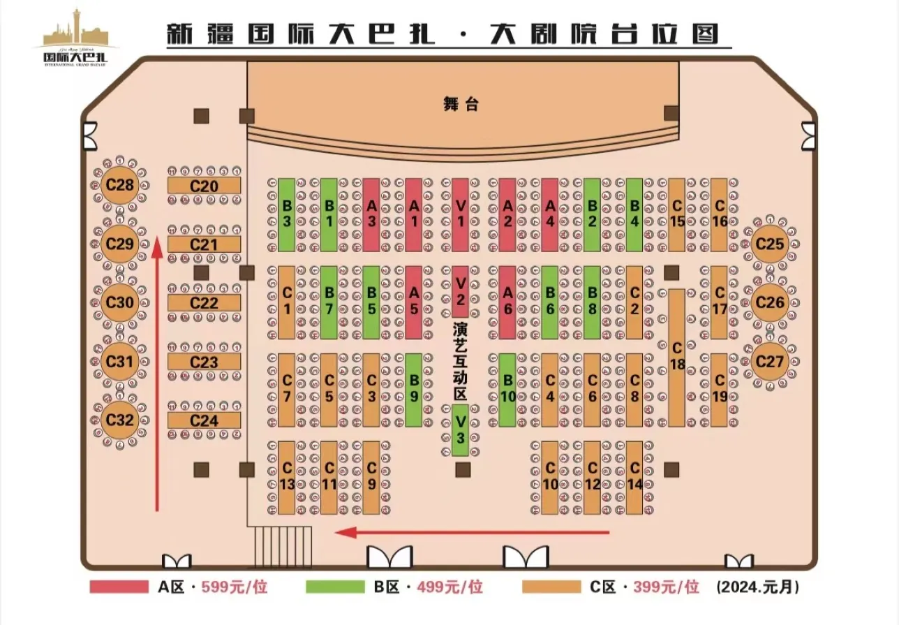 新疆国际大巴扎宴艺大剧院座位示意图