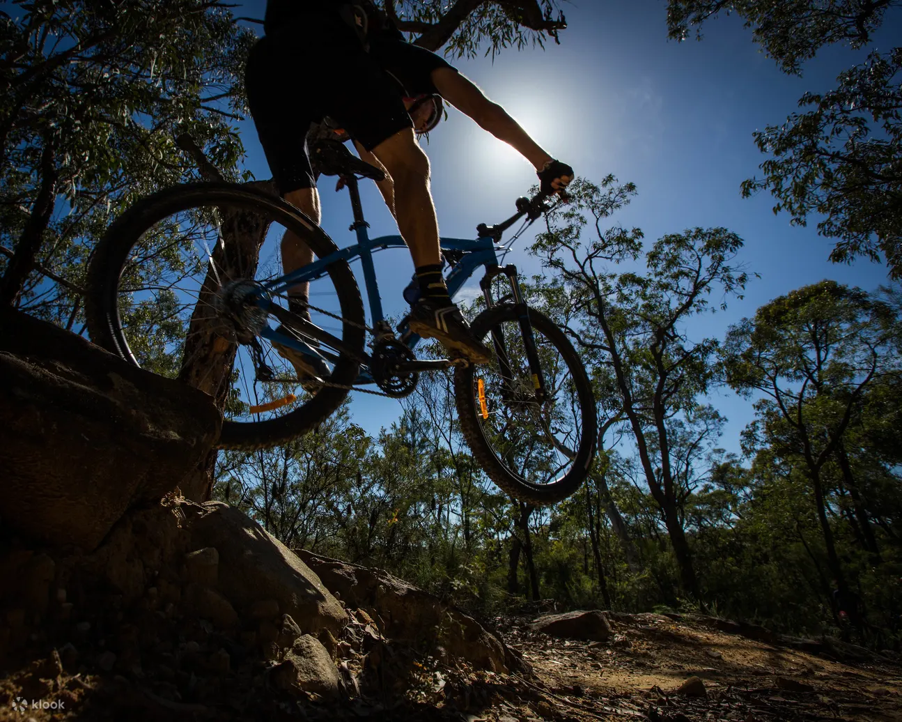 Blue mountains downhill mountain top biking
