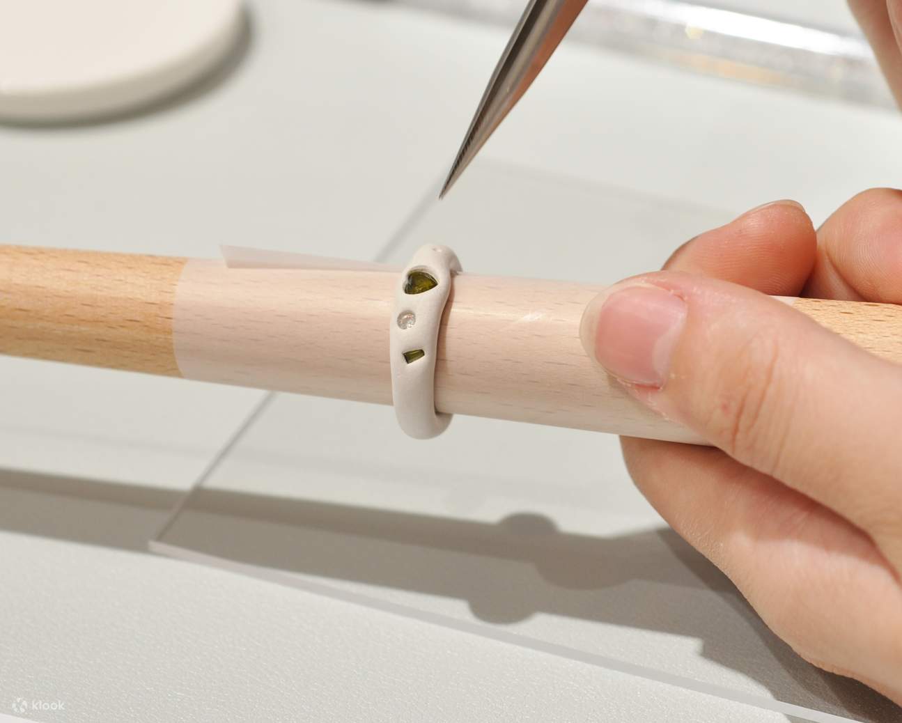 Nhẫn đá quý đất sét bạc - Ảnh quá trình - 1