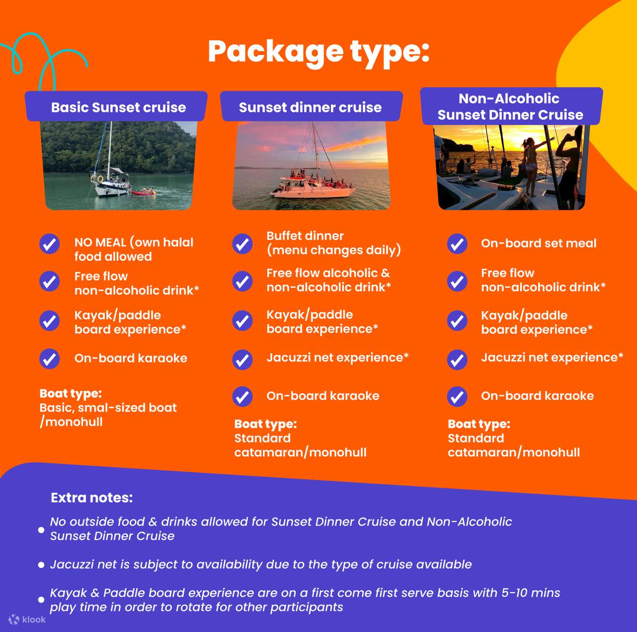 tipos de crucero al atardecer Klook Langkawi