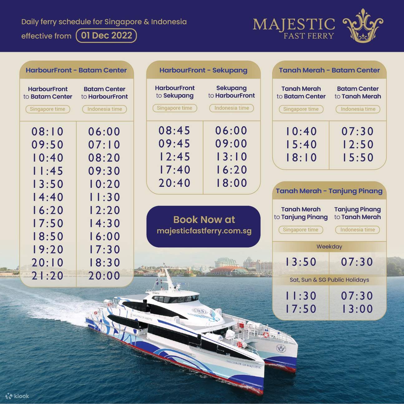 Majestic Fast Round Trip Ferry Ticket between Singapore and Batam