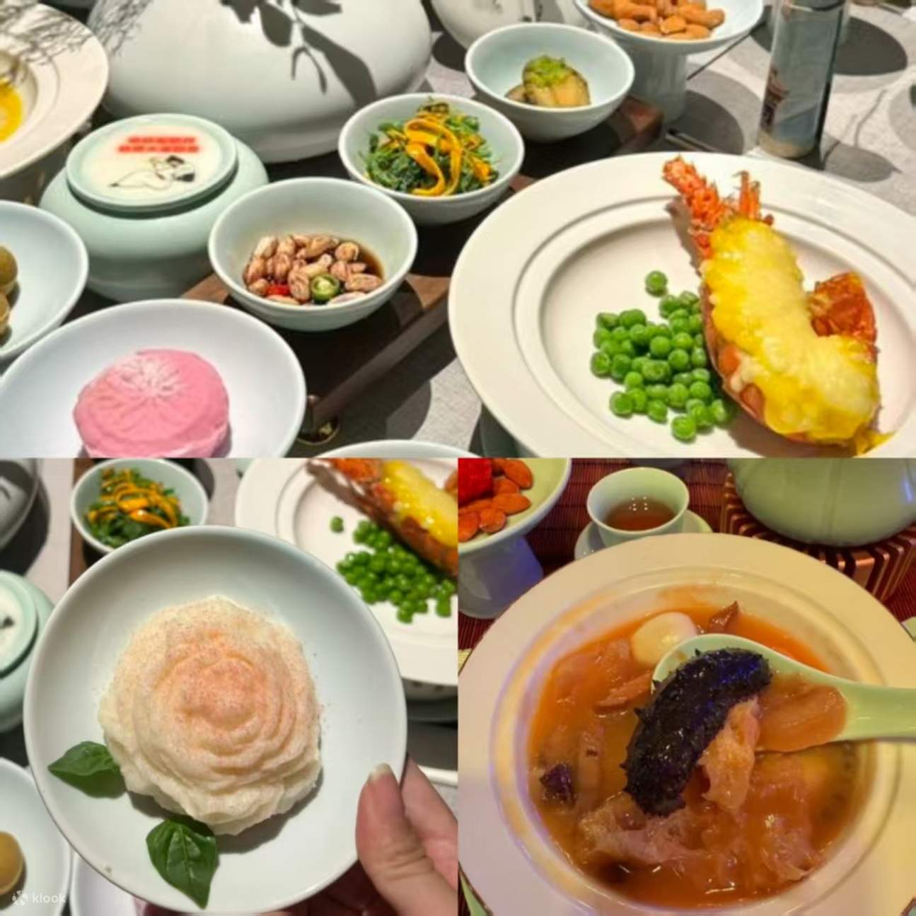 以 “复原盛唐宫廷味” 为核心，六道御膳皆藏历史典故，且与表演深度融合。君王汤用老鸡、筒骨慢炖 8 小时，加党参滋补，相传李渊在郑州领兵时曾饮此汤强身；贵妃出浴以银耳、百合为材，造型仿杨贵妃发髻，配清甜汤汁，呼应盛唐女子养颜风尚