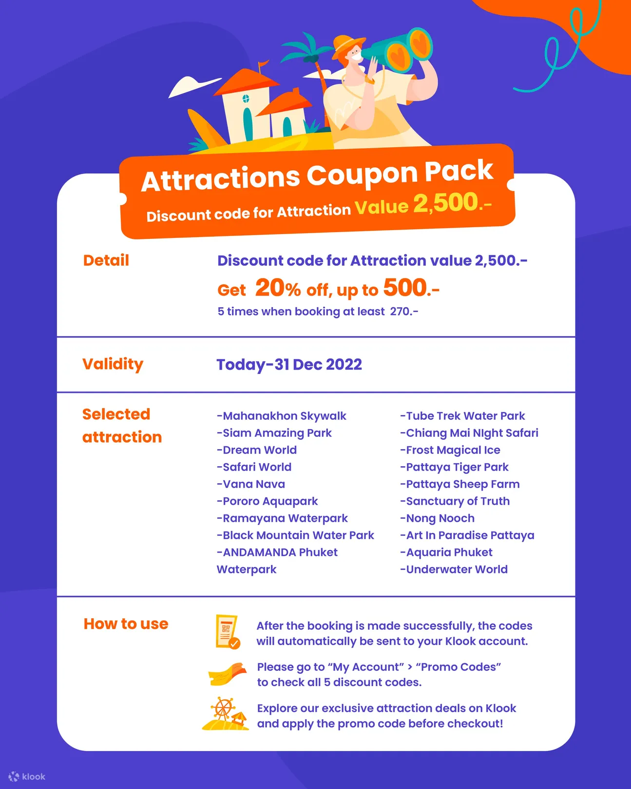Klook Coupon Pack for Attractions in Bangkok, Chiang Mai ...