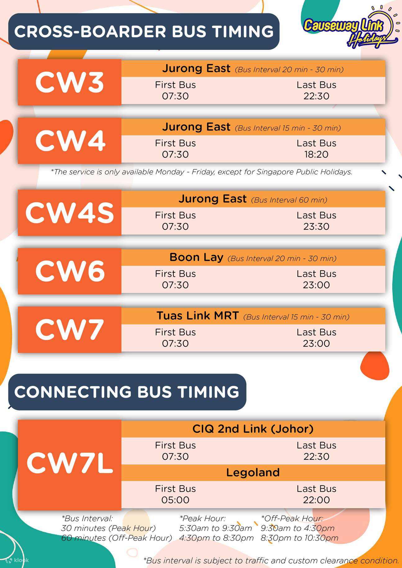 Bus schedule – Singapore to LEGOLAND® and LEGOLAND® to Singapore