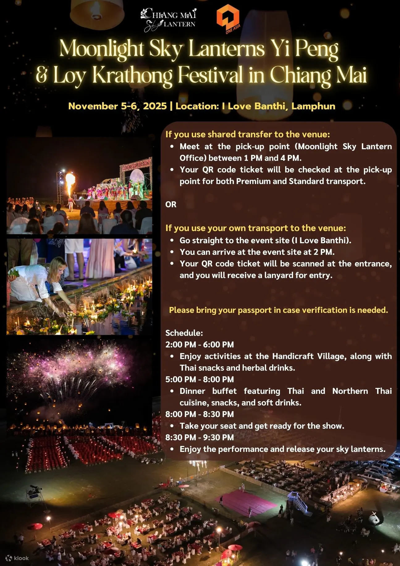 Moonlight Sky Lanterns Yi Peng & Loy Krathong Festival in Chiang Mai