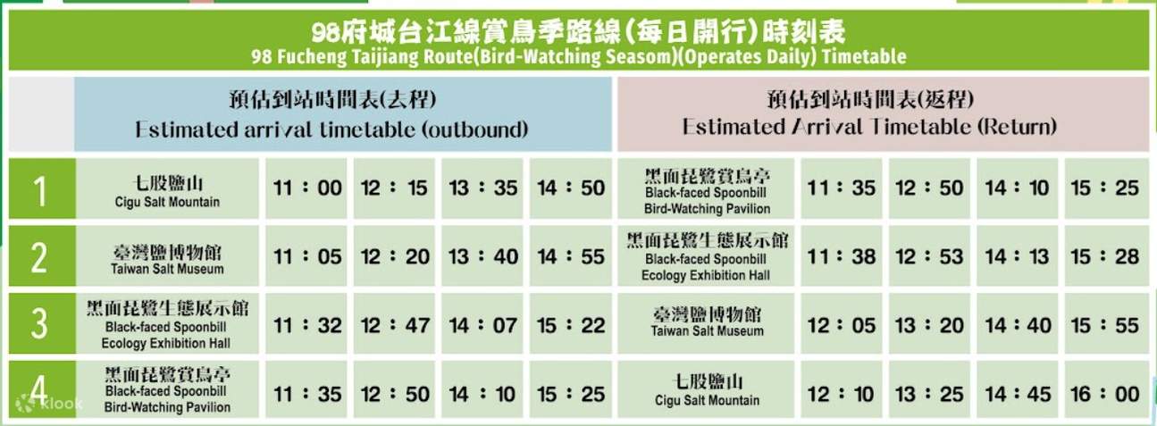 Дневной проездной на туристический автобус № 98 в Тайнане