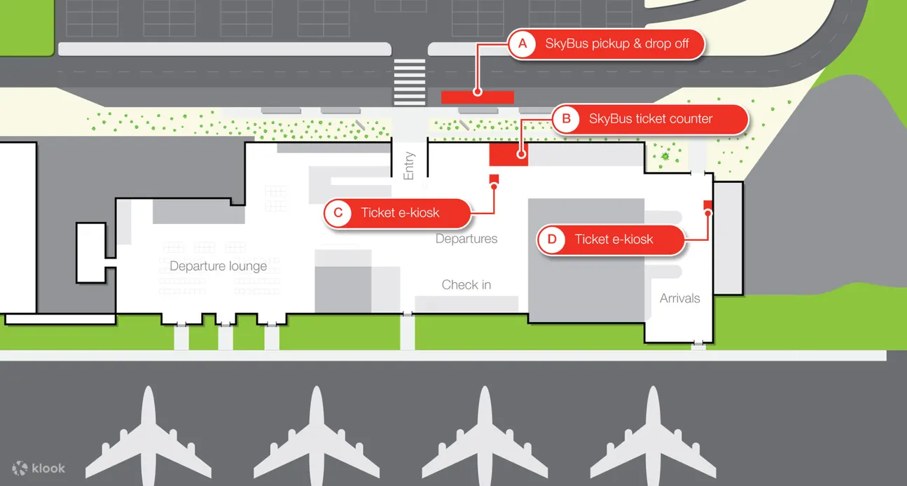 SkyBus 在阿瓦隆机场的位置