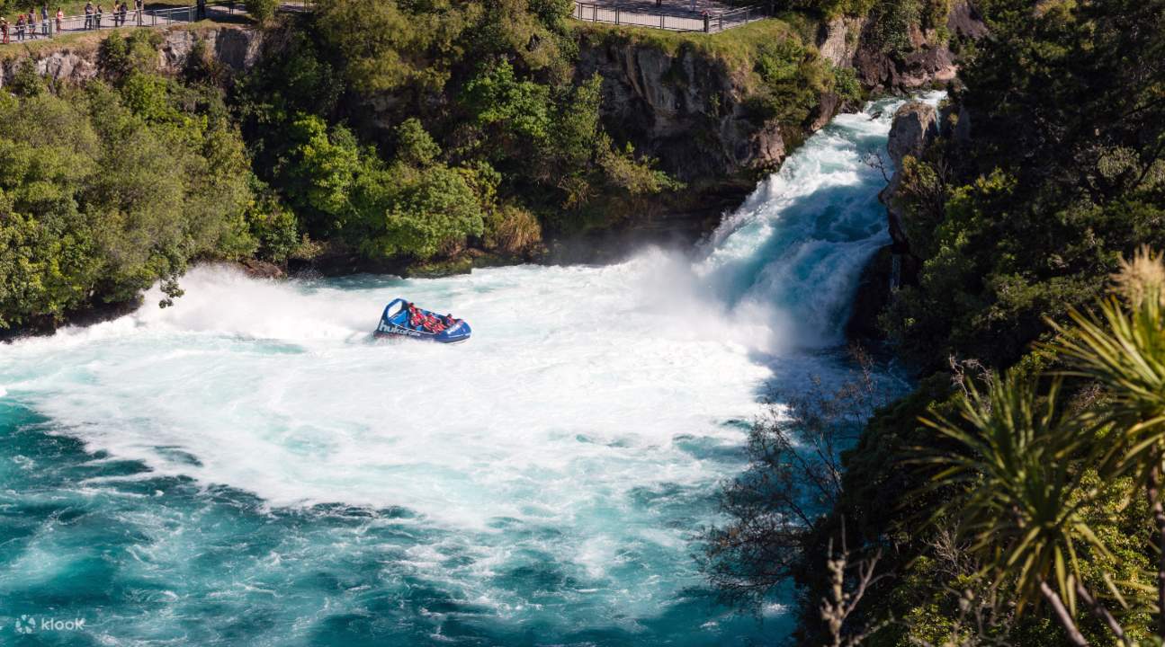 Extreme jet boat ride in Huka Falls