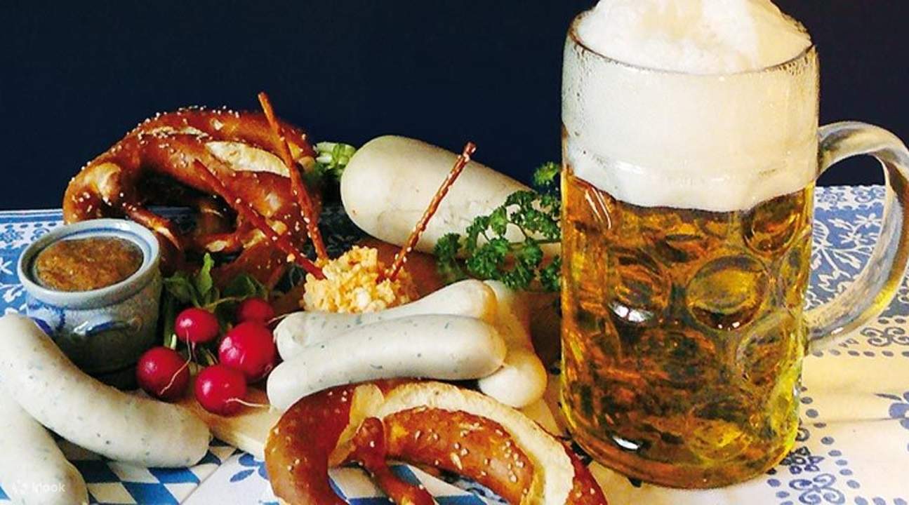 Lot De 4 Nappes Imperméables Fête De La Bière Bavaroise Munich - Bleu Blanc 130x220 Cm, Oktoberfest Décoration Table
