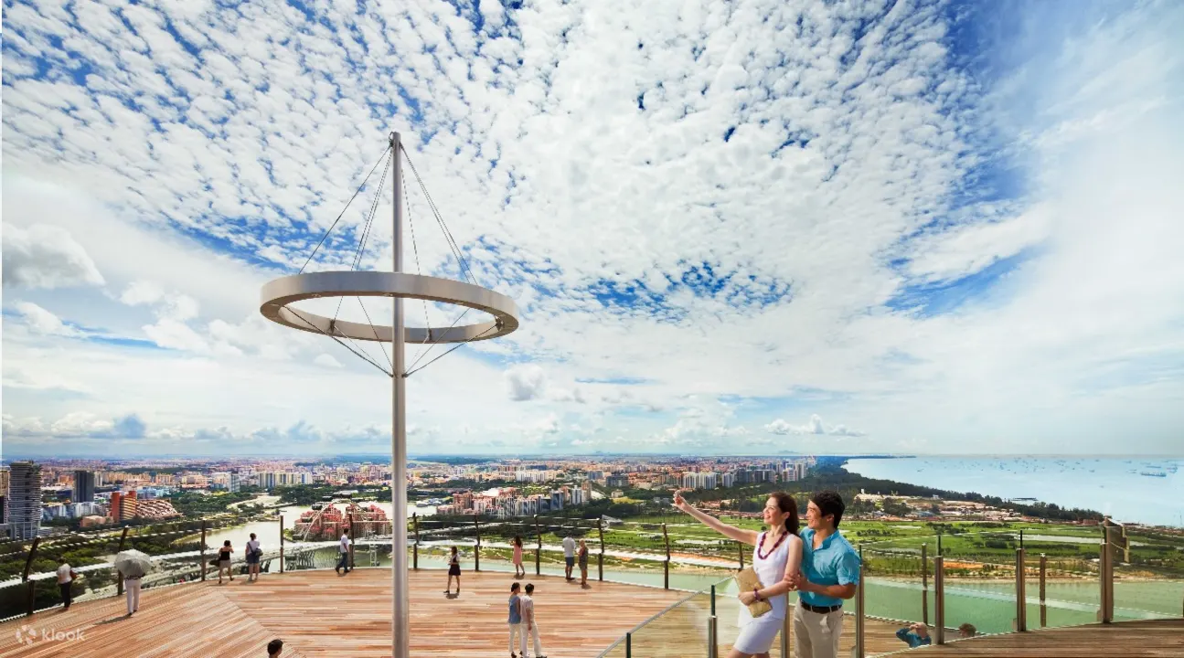 Couple in awe watching the view from the observation deck