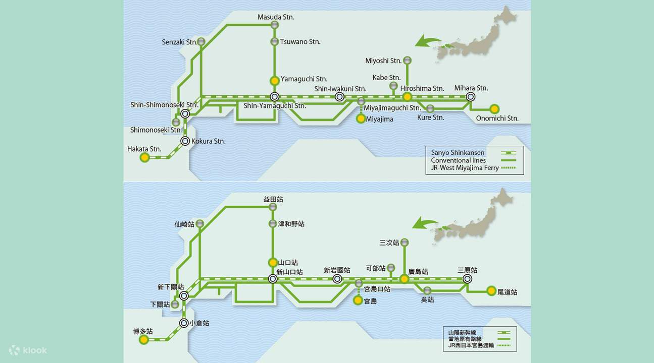 JR Hiroshima-Yamaguchi area map
