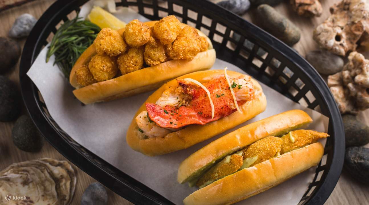 Trio Mini Rolls, Mini Lobster Roll, Moni Popcorn Shrimp Roll, Mini Oyster Roll