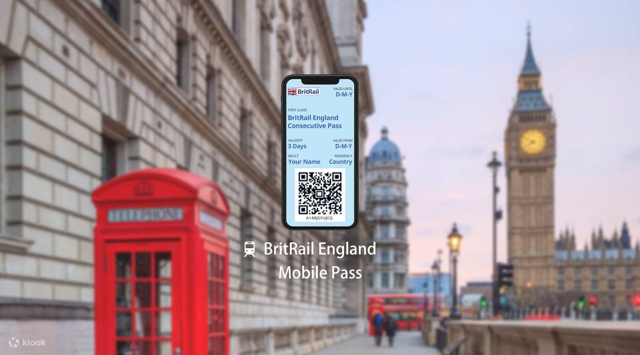 [E-Ticket] BritRail England Mobile Pass (Consecutive 3, 4, 8, 15, 22 Days or 1 Month)