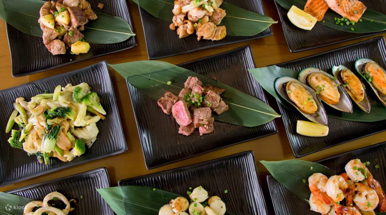 spread of teppanyaki dishes taihei banyan tree bangkok