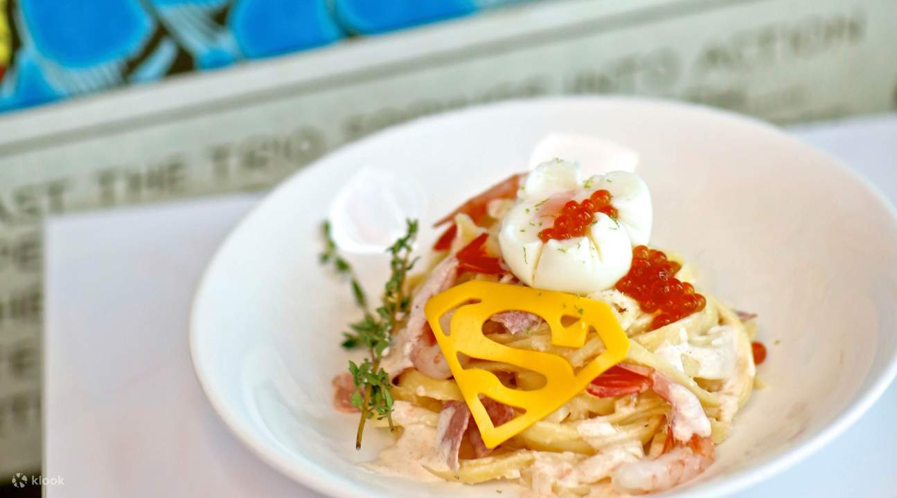 Clark Kent's Crevettes Carbonara at DC Comics Super Heroes Cafe at Marina Bay Sands
