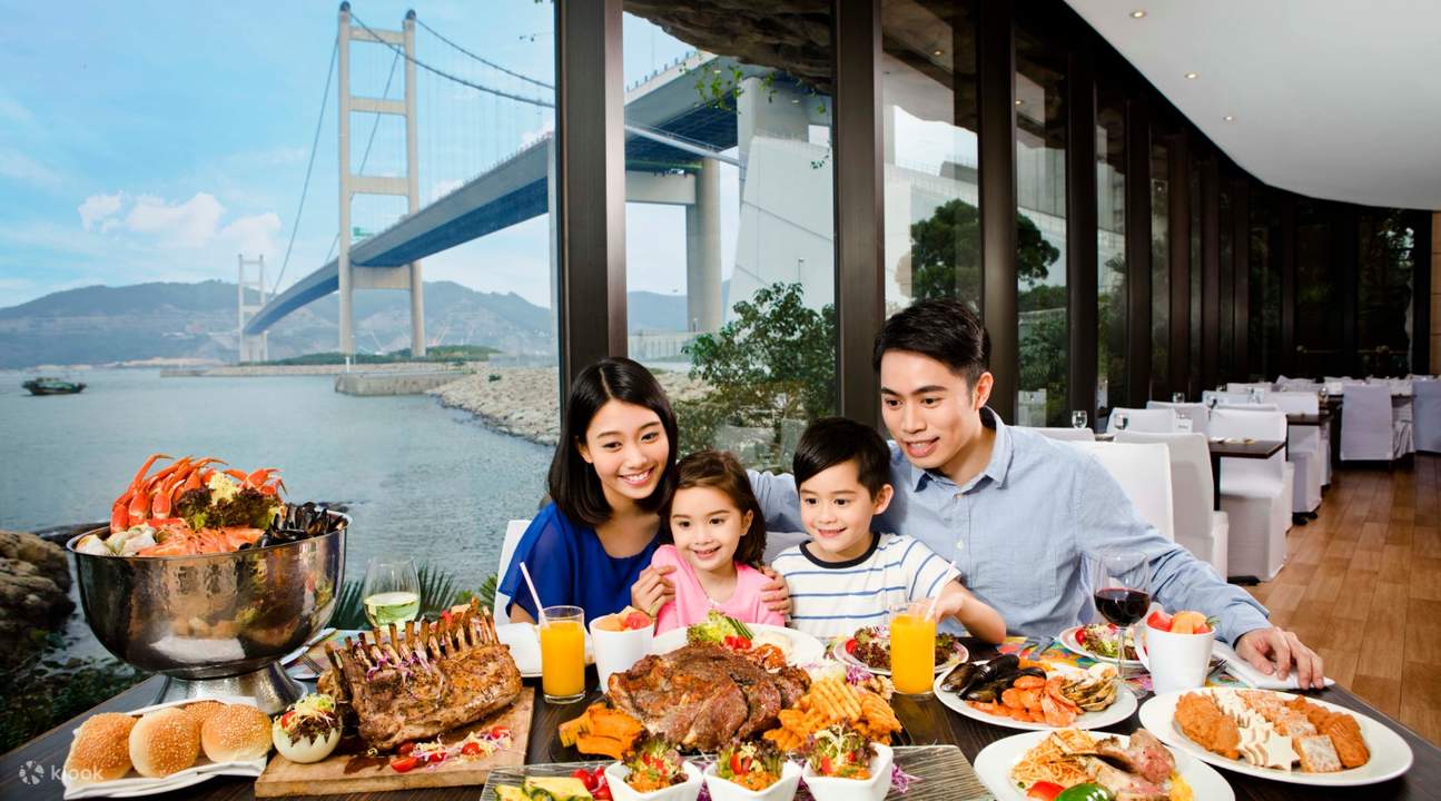 a family at Harvest Restaurant about to dine