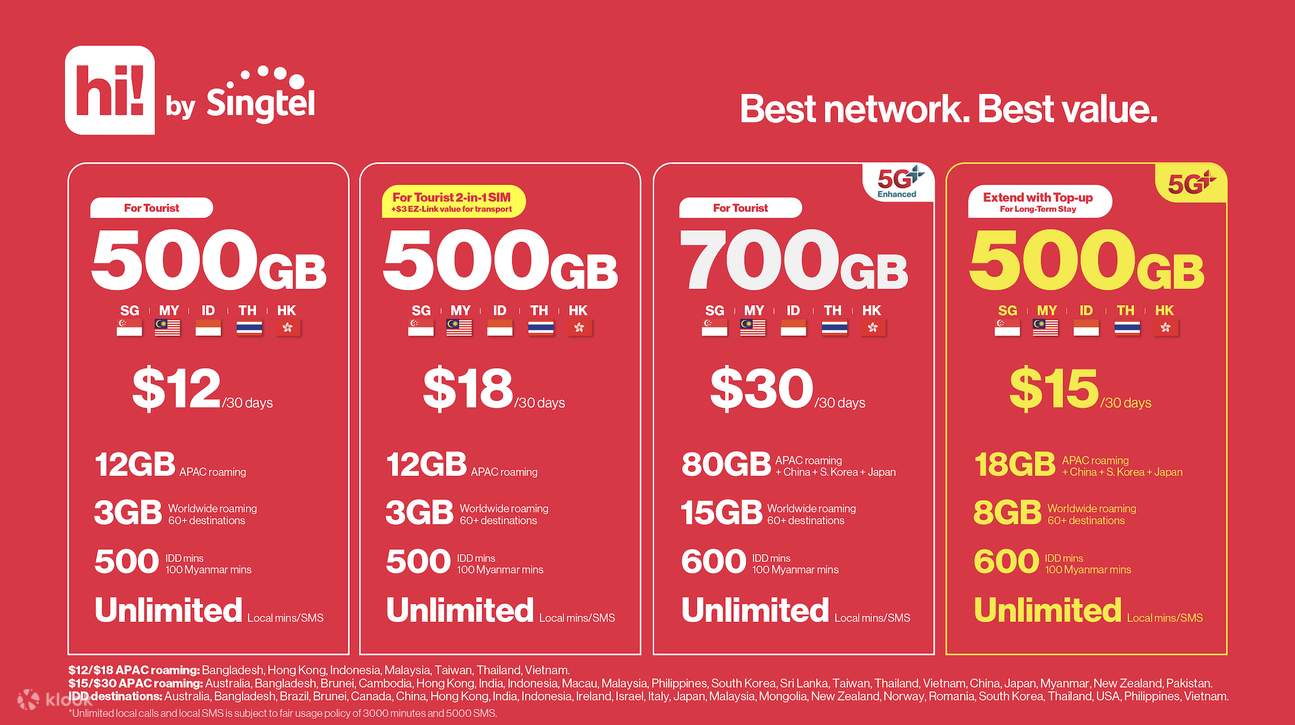 4G/5G prepaid SIM (SG Airport & City Pick Up) for Singapore by Singtel ...