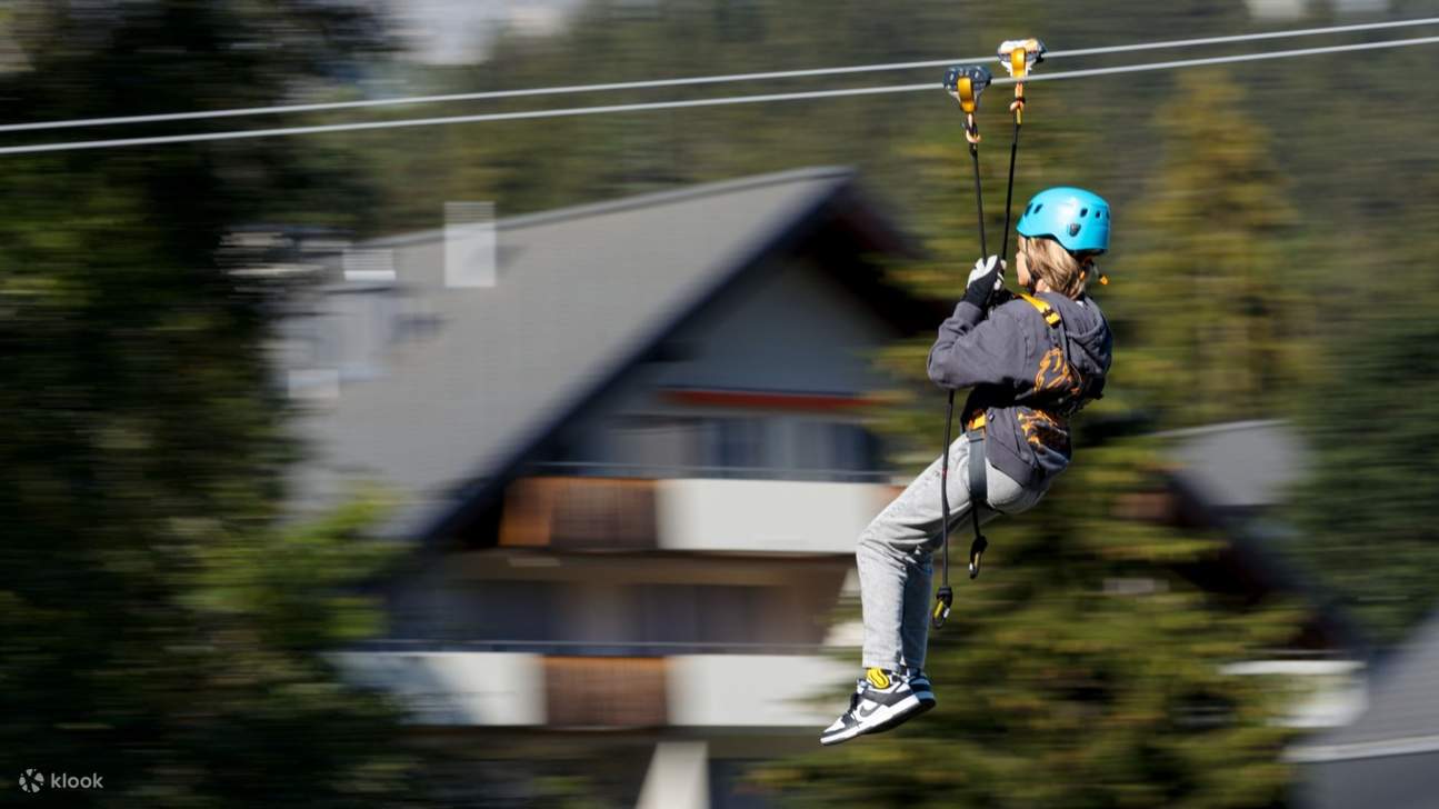 Schweben Sie durch die Luft und genießen Sie atemberaubende Ausblicke beim Laax Zip Line Abenteuer.