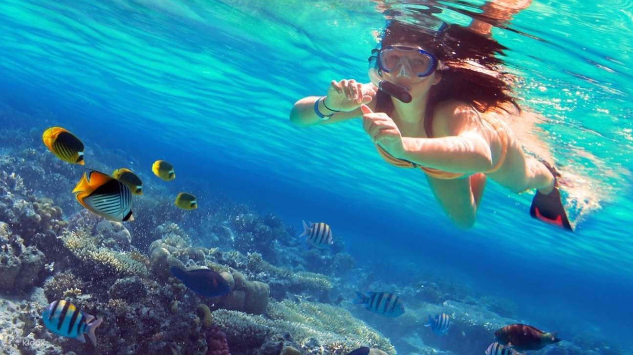 donna che fa snorkeling in sri lanka