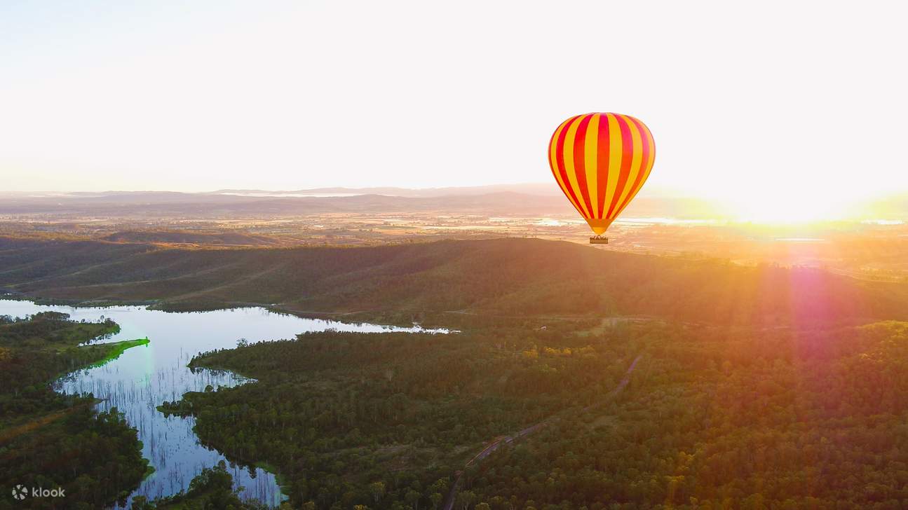 valley with hot air balloon