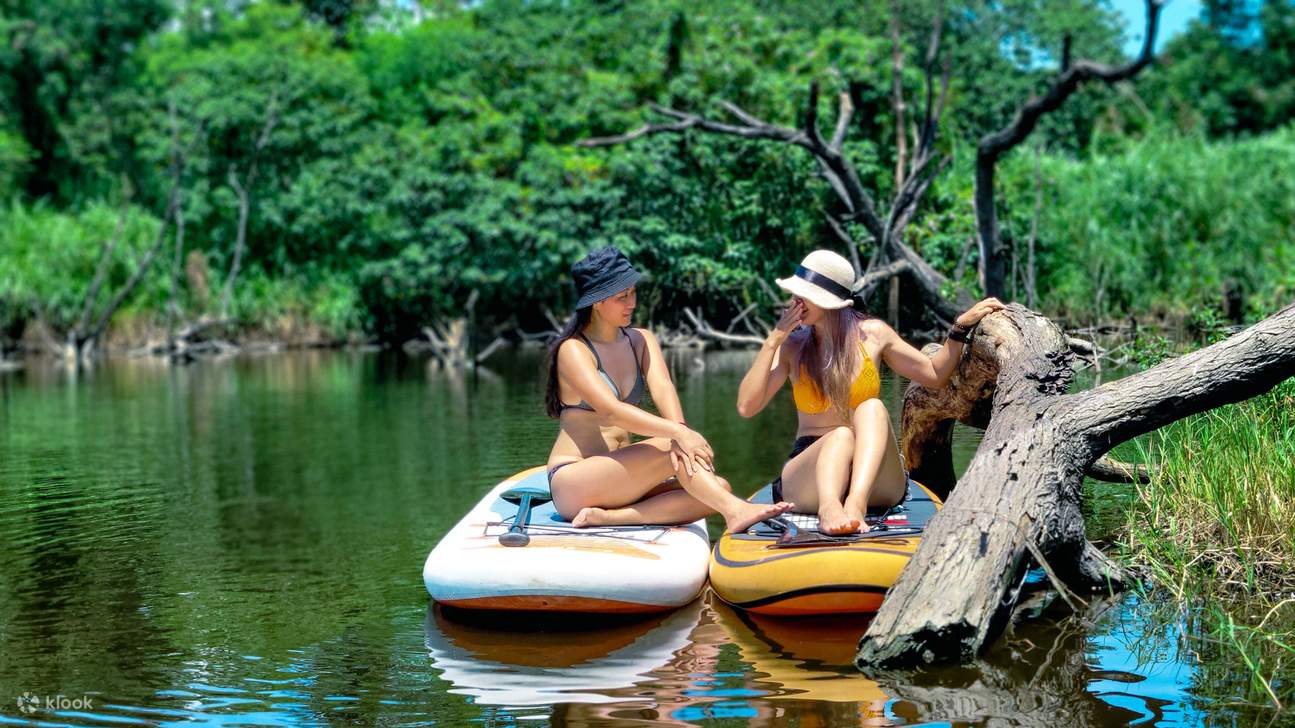 Dos personas disfrutando del paddle surf.