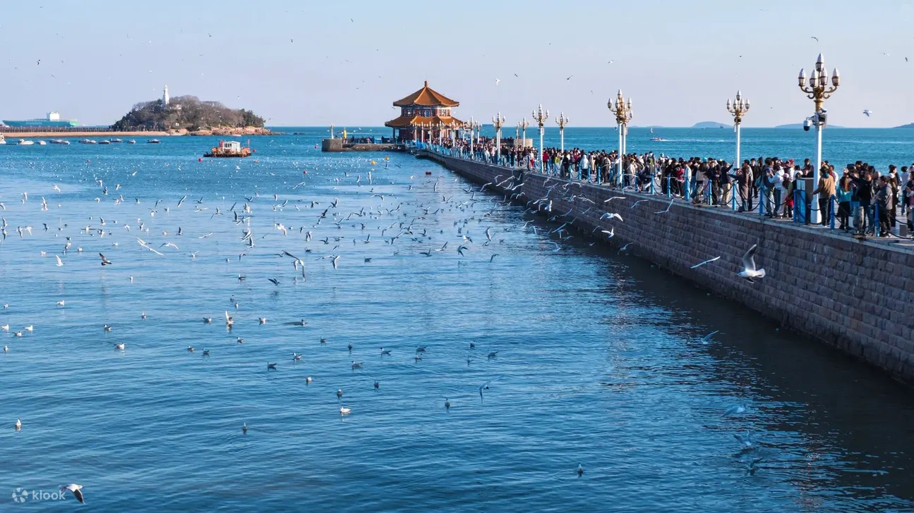 青岛栈桥，又称前海栈桥，位于青岛湾内，始建于青岛建置初，最初为军用码头。1930年代初经过改建，增建桥头的二层楼阁——回澜阁，自此成为青岛的一个重要景点，并逐渐成为老青岛的象征