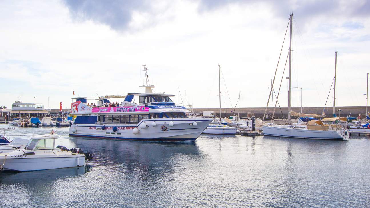 Sail the beautiful coast of Lanzarote on a 25-minute water bus trip from Puerto Calero to Puerto del Carmen