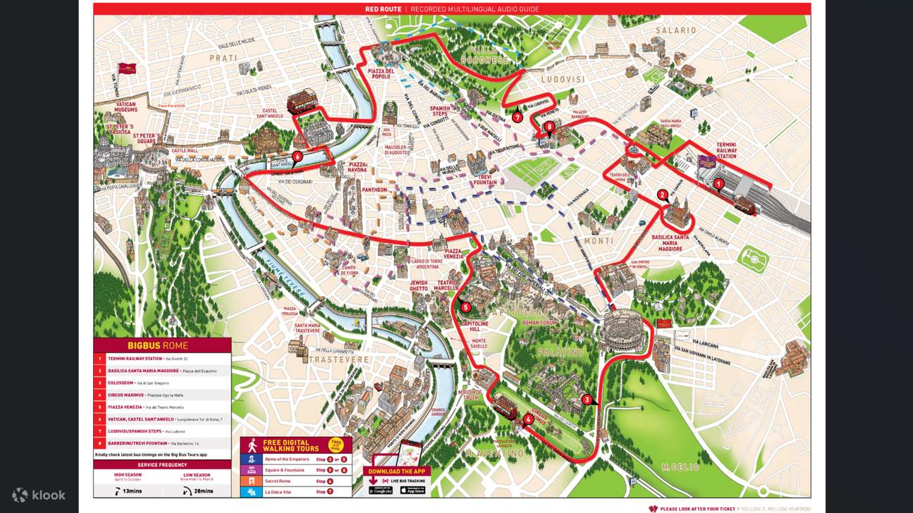 ビッグバス・ローマ (Big Bus Rome) のルートに沿って、自分のペースで必見の観光名所を巡りましょう。