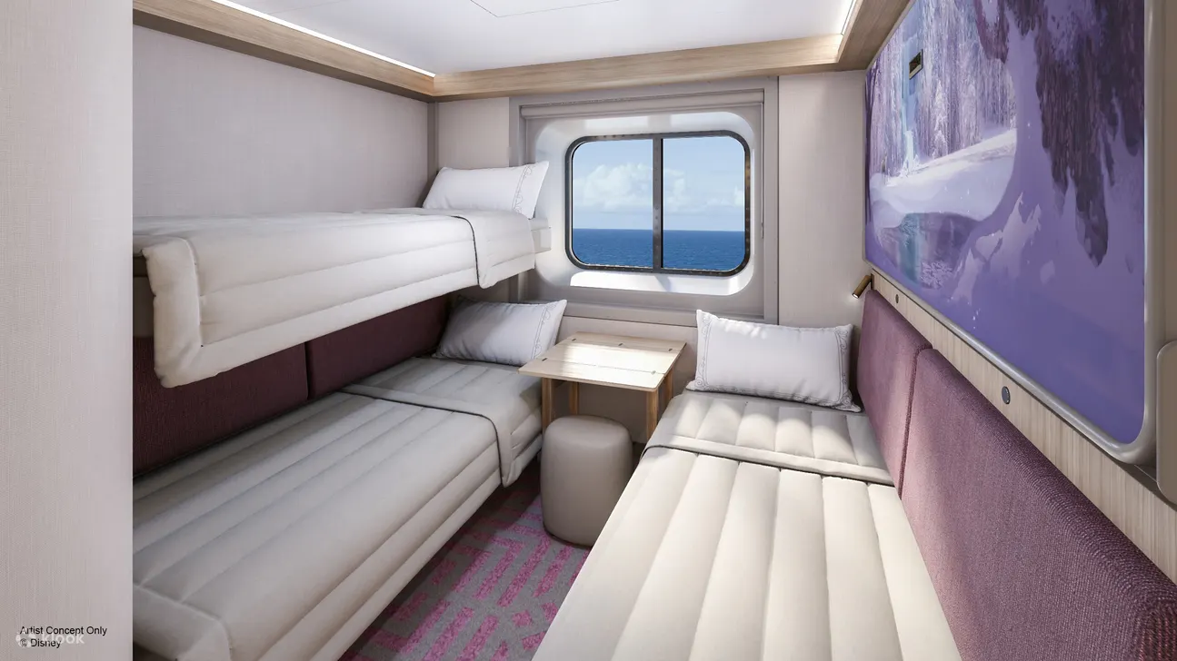 Oceanview stateroom: These accommodations provide breathtaking sea views and can comfortably sleep up to four guests, with most featuring a practical split bath layout for added convenience