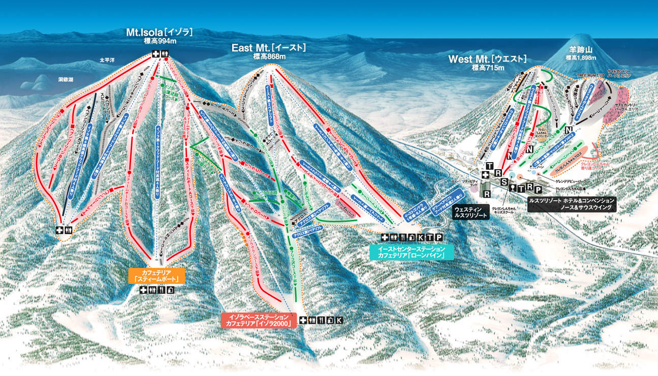 日本北海道留寿都度假村：
这里有优质的松树和粉状雪，是滑雪爱好者的圣地。