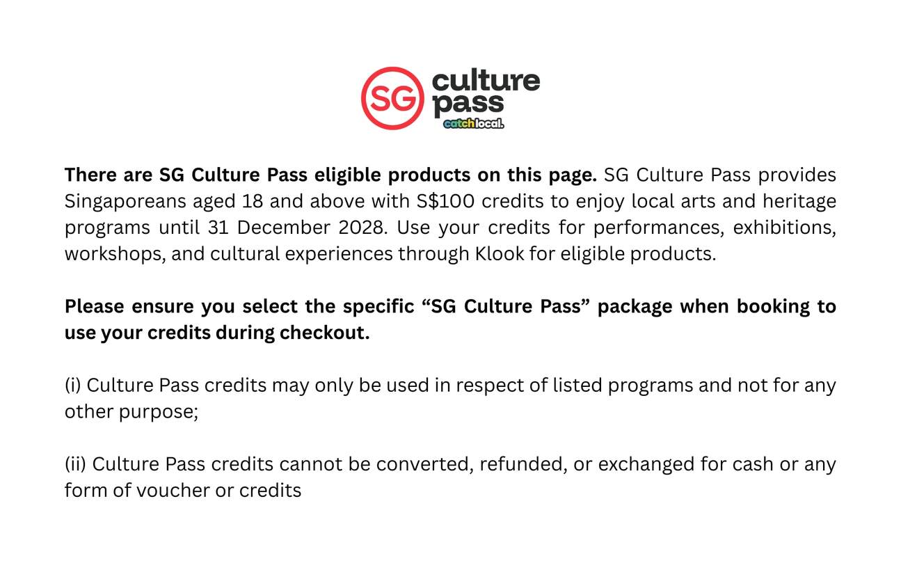 请确保您在预订时选择特定的“SG Culture Pass”套餐，以便在结账时使用您的积分。