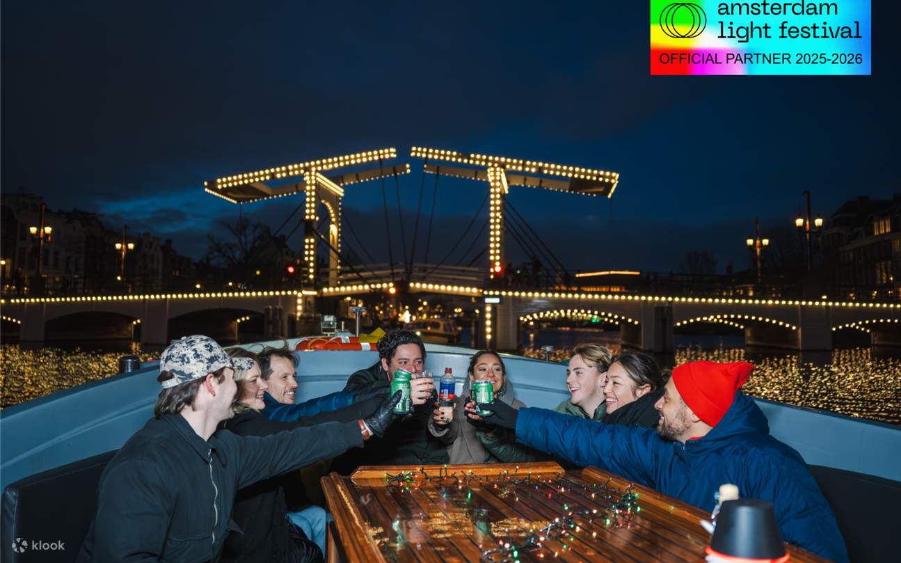 Crociera in battello aperto al festival delle luci di Amsterdam