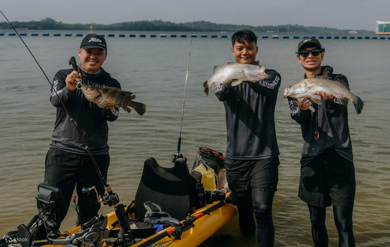 Guided kayak fishing tour along Pulau Ubin