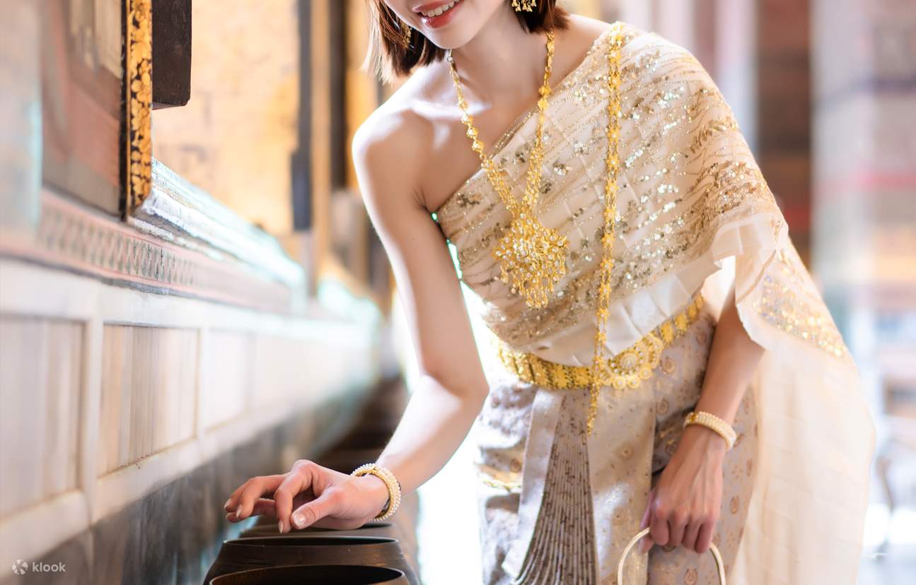 gold sun goddess dress Traditional Chut Thai Dress Thanyarat Chic Style – Princess of Asia main image 1