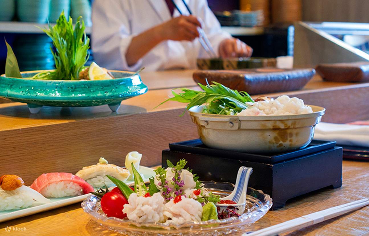 Seafood dishes at Sushi Tomozuna in Hilton Fukuoka Sea Hawk