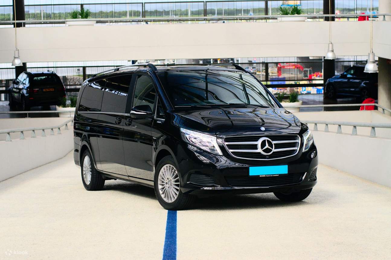 a mercedes benz van sideways