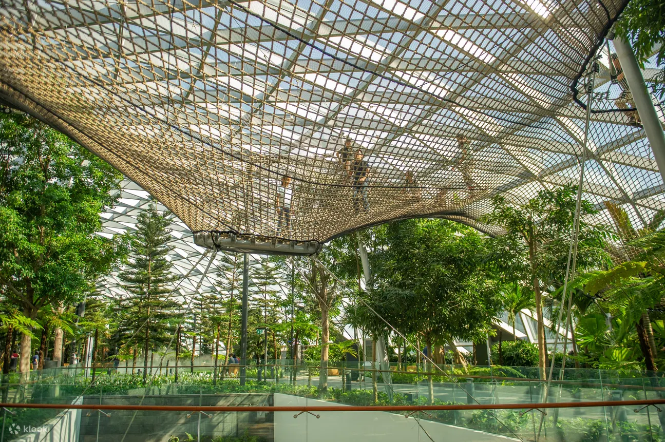 mọi người đi bộ tại lưới manulife sky nets ở sân bay jewel changi singapore