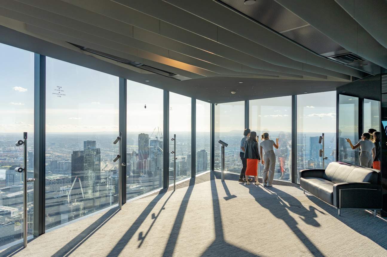 Witness panoramic city views from the Melbourne Skydeck, a must-see attraction