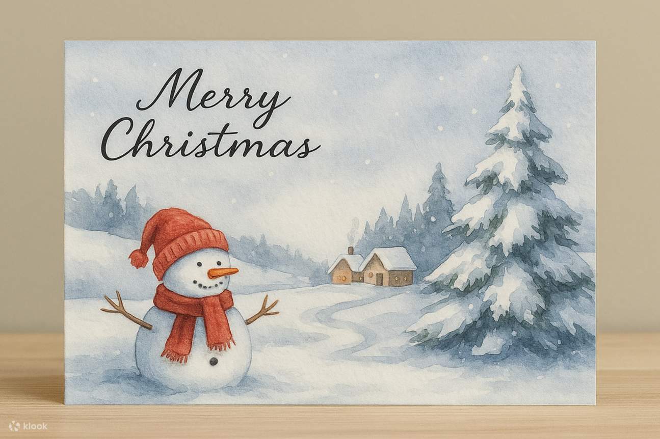 Kegembiraan Natal - Melukis Kartu Seni Cat Air